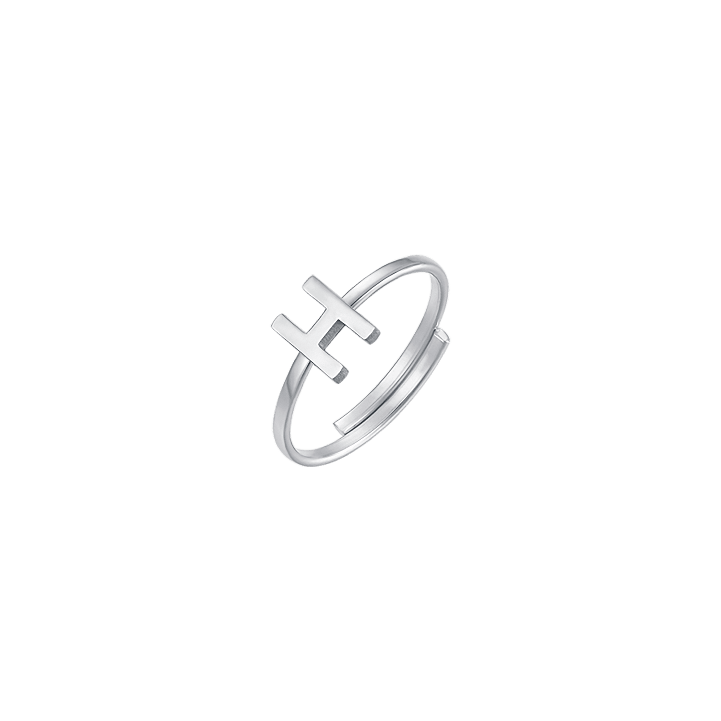 FEMME ANNEAU EN ACIER AVEC LETTRE