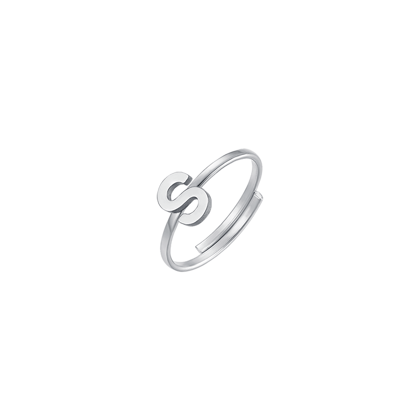 FEMME ANNEAU EN ACIER AVEC LETTRE