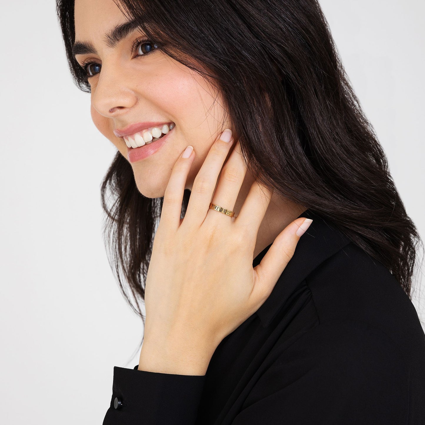 BAGUE EN ACIER PLAQUÉ OR "FOREVER SISTER