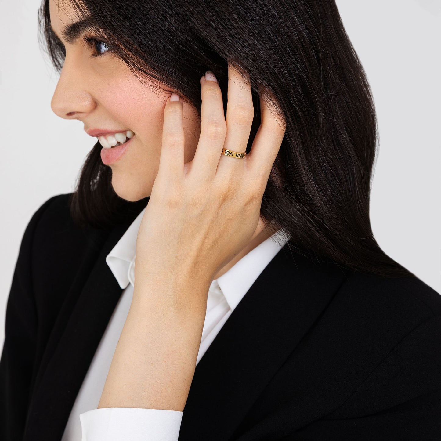 BAGUE POUR FEMME EN ACIER PLAQUÉ OR "DO WHAT YOU LOVE" (FAITES CE QUE VOUS AIMEZ)