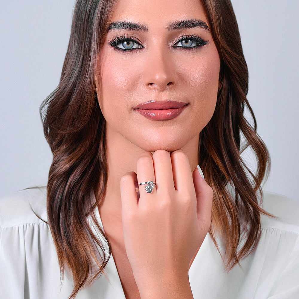 ANELLO DONNA IN ACCIAIO CON QUADRIFOGLIO E ZIRCONE BIANCO