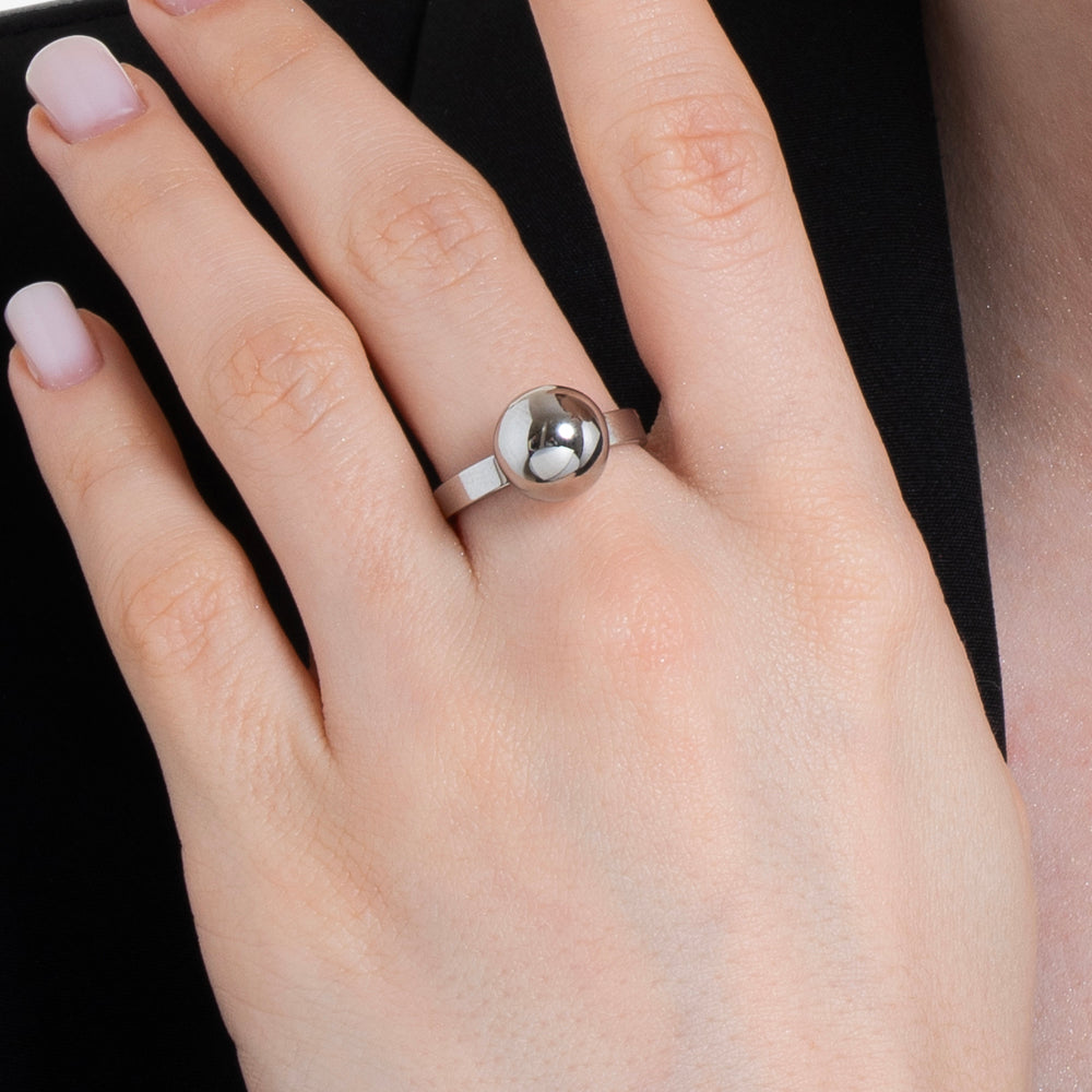 ANELLO DONN IN ACCIAIO CON SFERA