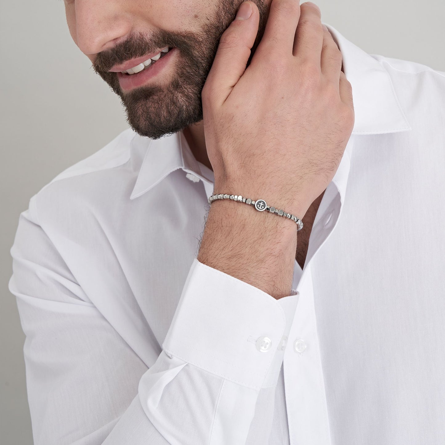 BRACELET POUR HOMME EN ACIER AVEC ÉLÉMENT D'ANCRE