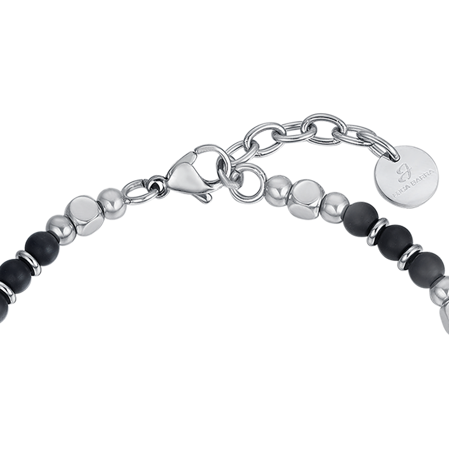 BRACELET HOMME EN ACIER AVEC AGATE NOIRE