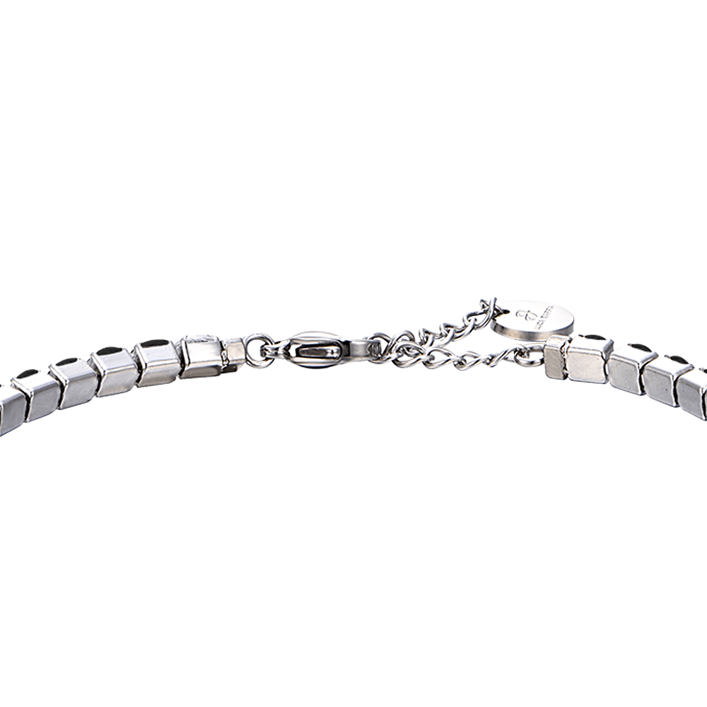 BRACELET TENNIS EN ACIER POUR HOMME AVEC CRISTAUX NOIRS ET BLANCS