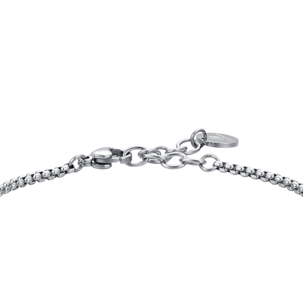 BRACELET HOMME EN ACIER AVEC CROIX EN ARGENT ET ÉMAIL NOIR