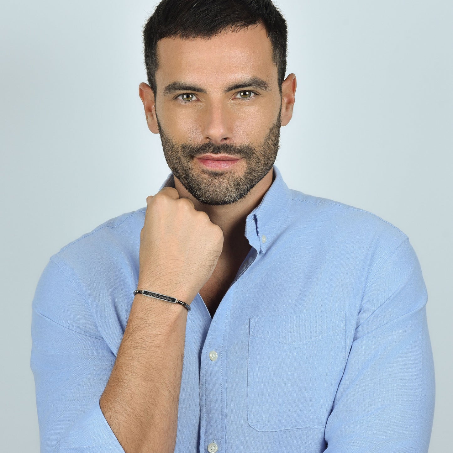 BRACCIALE UOMO IN ACCIAIO IP NERO TUTTO INIZIA CON UN SOGNO