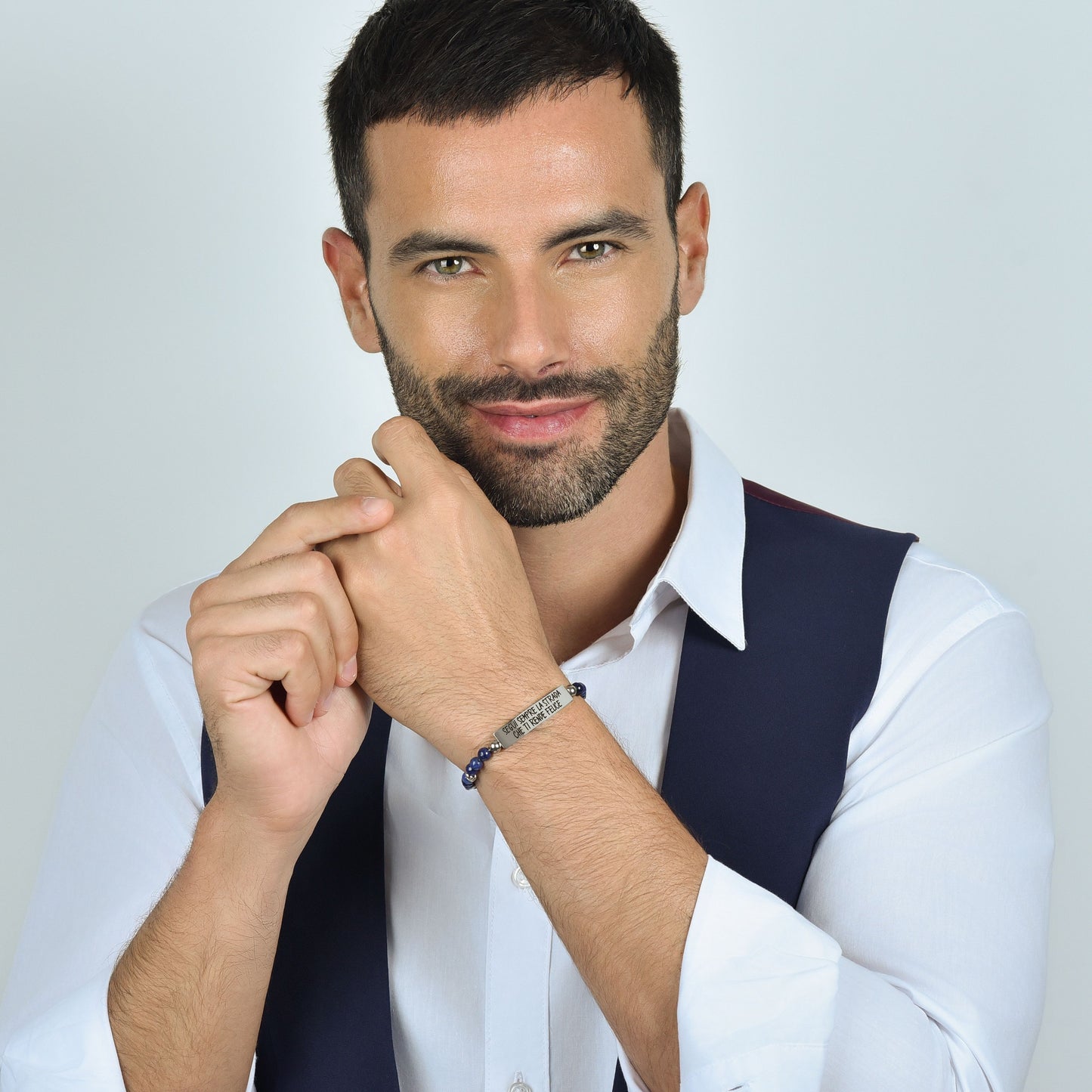 BRACELET EN ACIER POUR HOMMES SUIVEZ TOUJOURS LE CHEMIN QUI VOUS REND HEUREUX