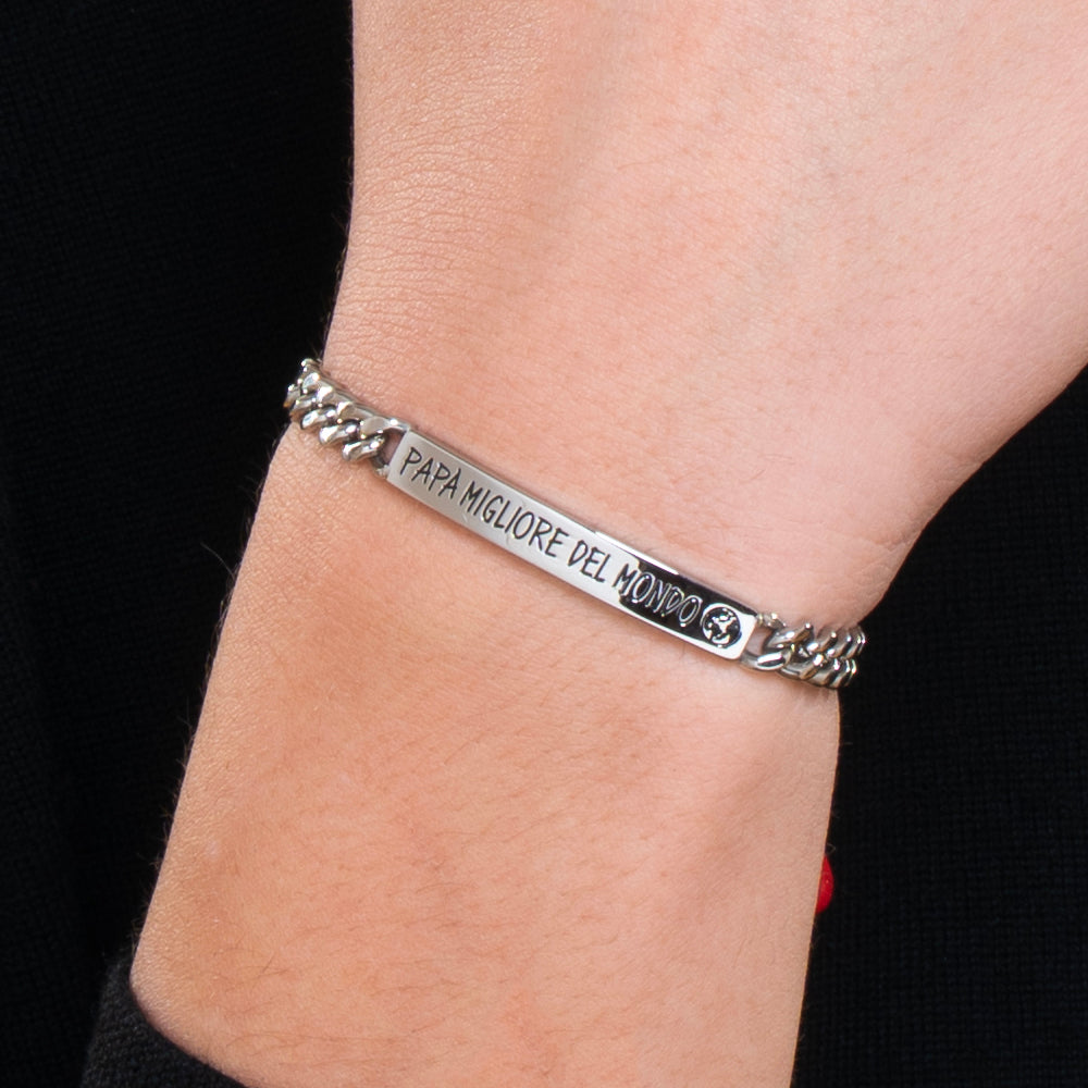 BRACELET HOMME EN ACIER MEILLEUR PAPA DU MONDE