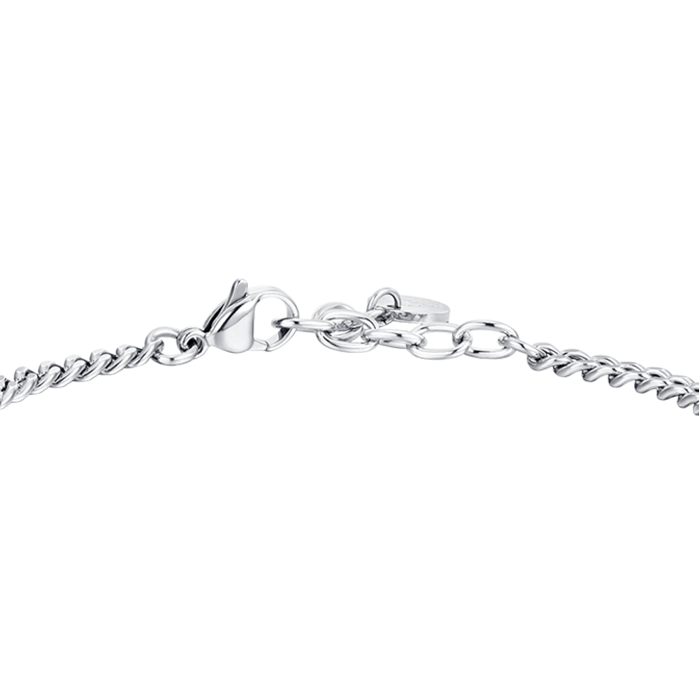 BRACELET ACIER IP CROIX NOIRE ET ZIRCON BLANC