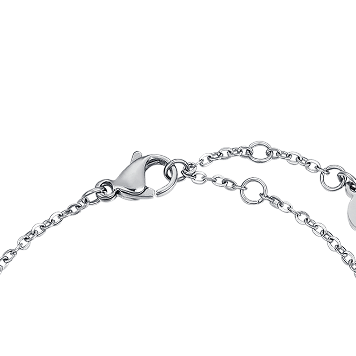 BRACELET EN ACIER AVEC PIERRES ROSES