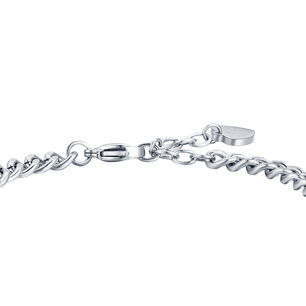BRACELET D'AMOUR EN ACIER POUR FEMME AVEC CRISTAUX BLANCS