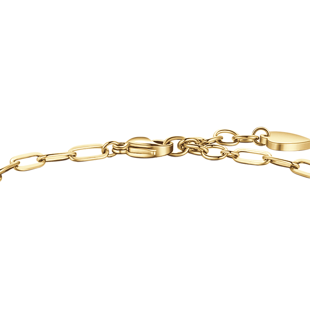 BRACELET POUR FEMME EN ACIER PLAQUÉ OR AVEC CŒUR, PAPILLON ET TRÈFLE À QUATRE FEUILLES