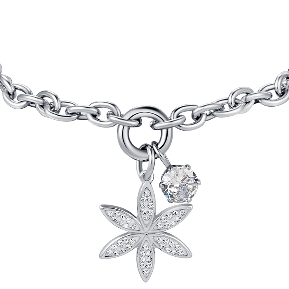 BRACELET FEMME EN ACIER AVEC FLEUR DE VIE AVEC CRISTAUX BLANCS