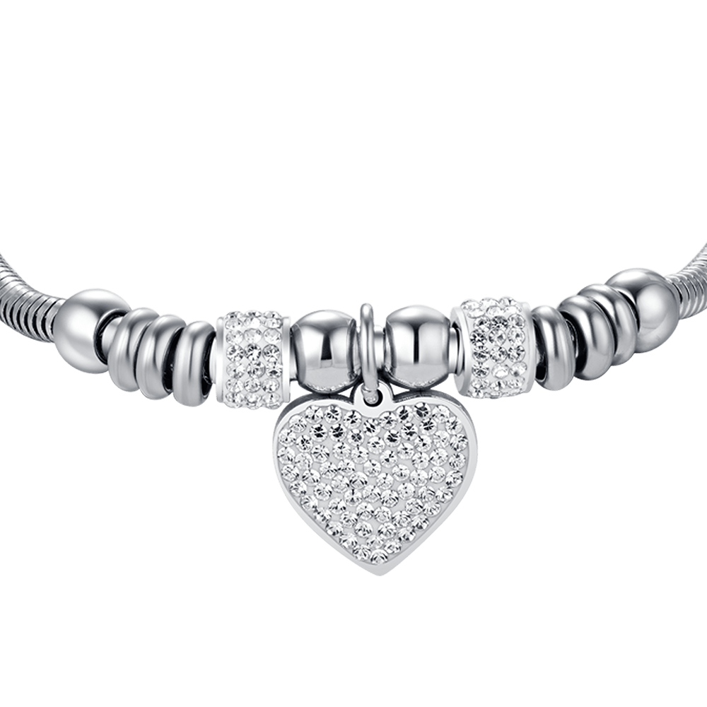 BRACELET EN ACIER POUR FEMME AVEC CRISTAUX BLANCS.