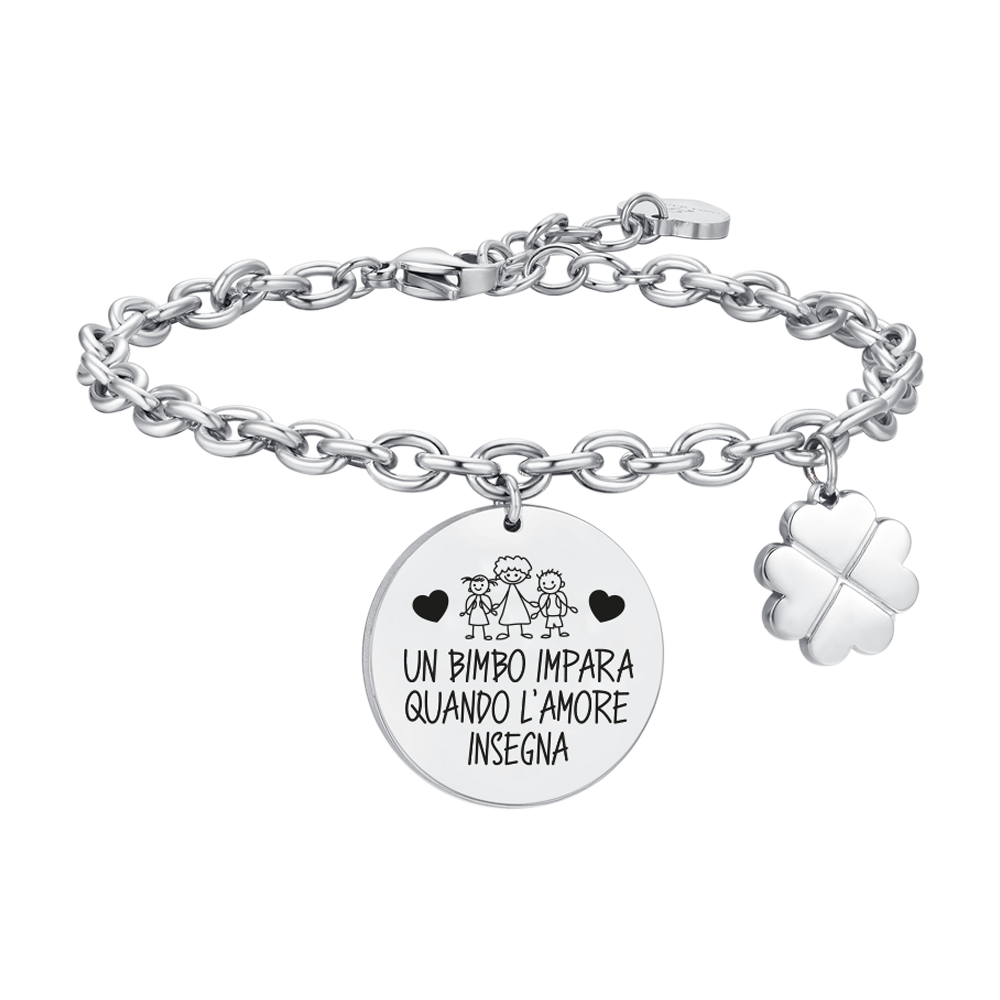 BRACELET EN ACIER POUR DAMES UN ENFANT APPREND QUAND L'AMOUR ENSEIGNE