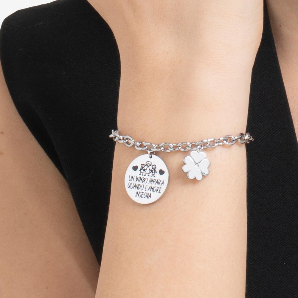 BRACELET EN ACIER POUR DAMES UN ENFANT APPREND QUAND L'AMOUR ENSEIGNE