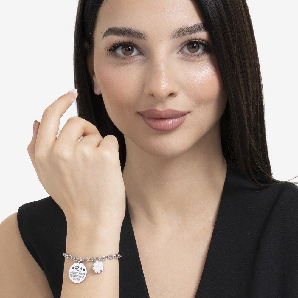 BRACELET EN ACIER POUR DAMES UN ENFANT APPREND QUAND L'AMOUR ENSEIGNE