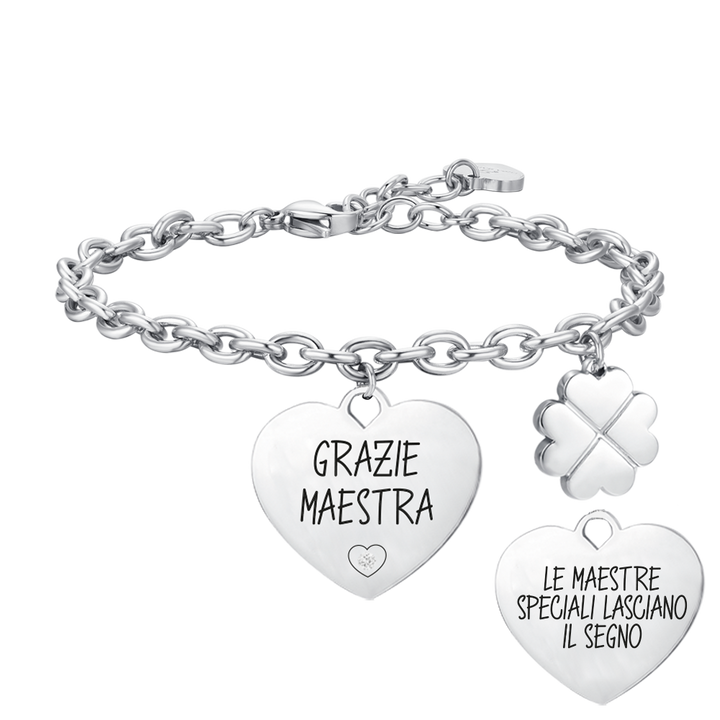 BRACCIALE DONNA IN ACCIAIO GRAZIE MAESTRA