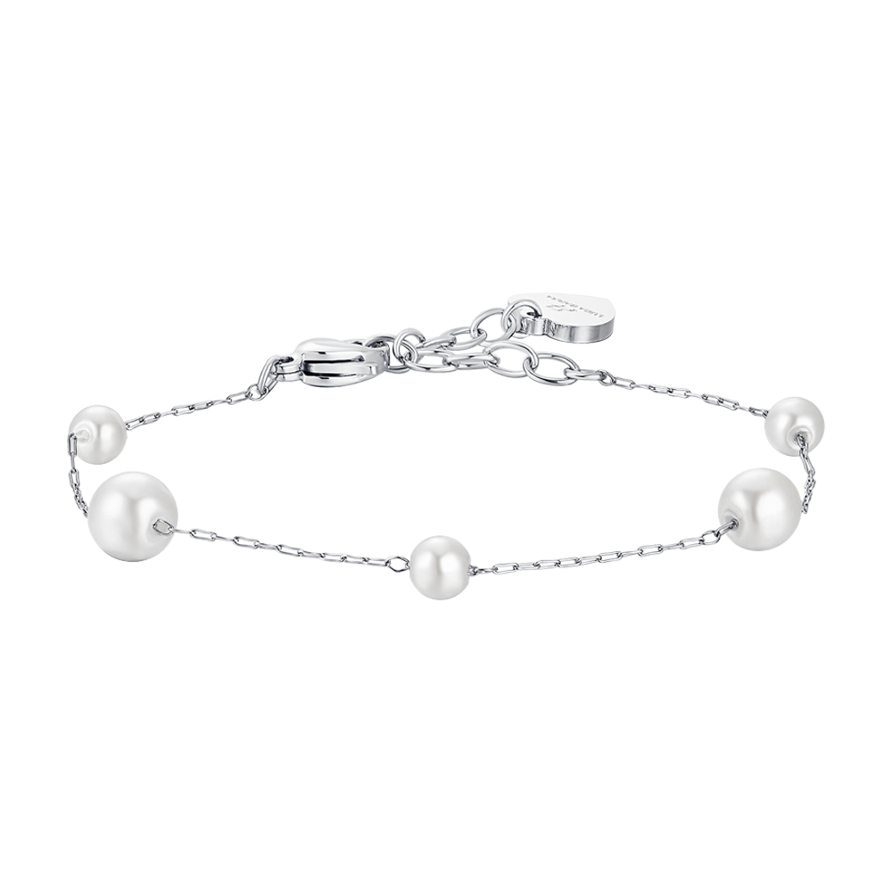 BRACCIALE DONNA IN ACCIAIO CON PERLE SINTETICHE