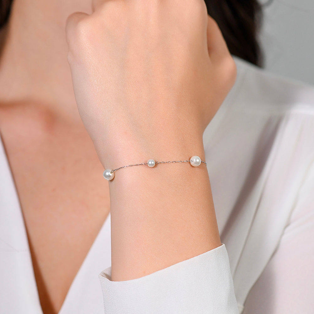 BRACCIALE DONNA IN ACCIAIO CON PERLE SINTETICHE