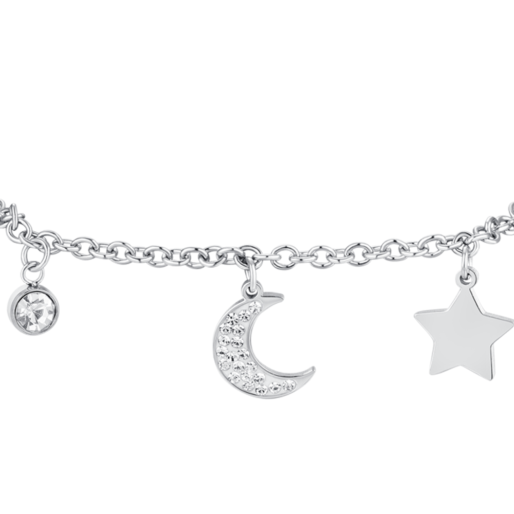 BRACELET FEMME LUNE ET ÉTOILE EN ACIER