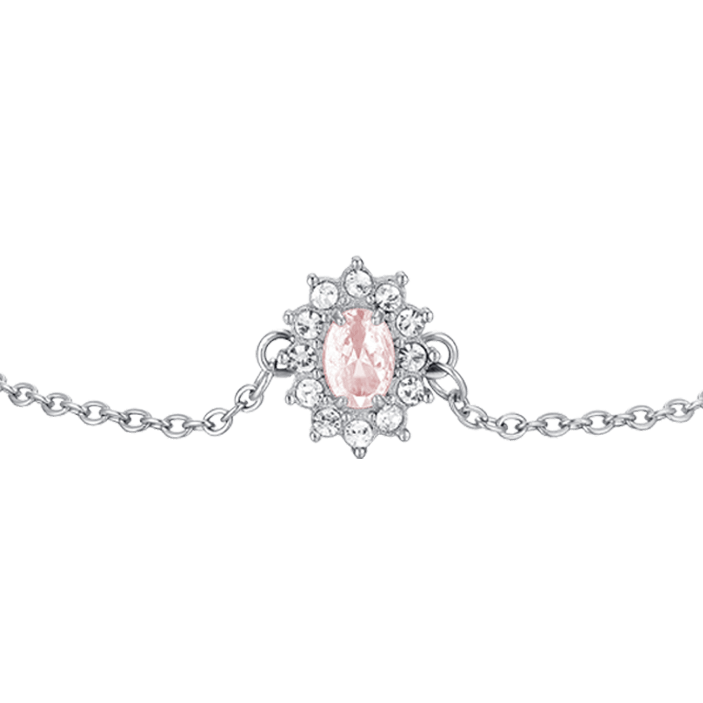 BRACCIALE DONNA IN ACCIAIO CRISTALLI E ZIRCONE ROSA