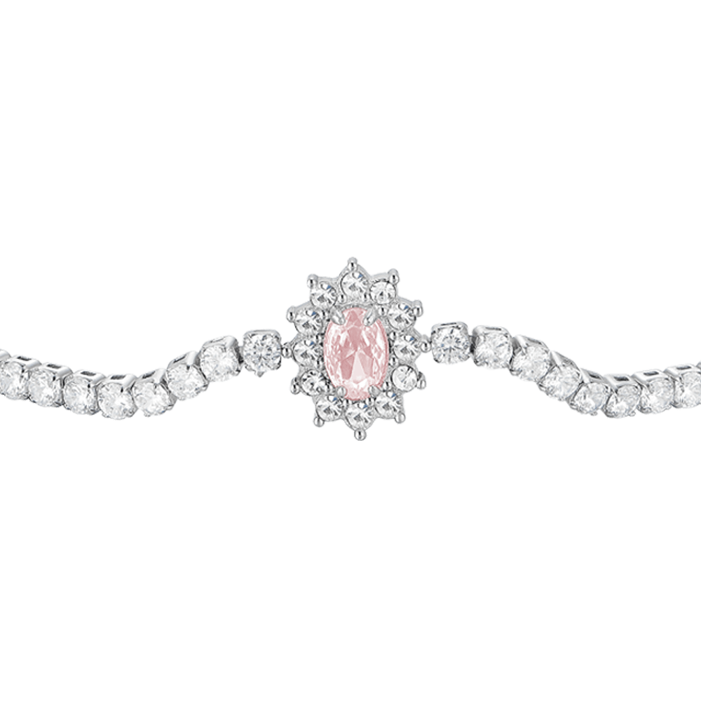 BRACCIALE TENNIS DONNA N ACCIAIO CRISTALLI E ZIRCONE ROSA