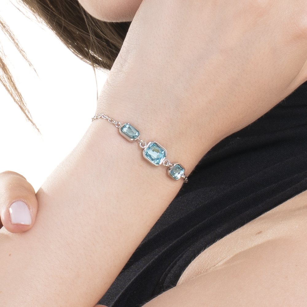 BRACCIALE DONNA CON CRISTALLI ACQUA MARINA