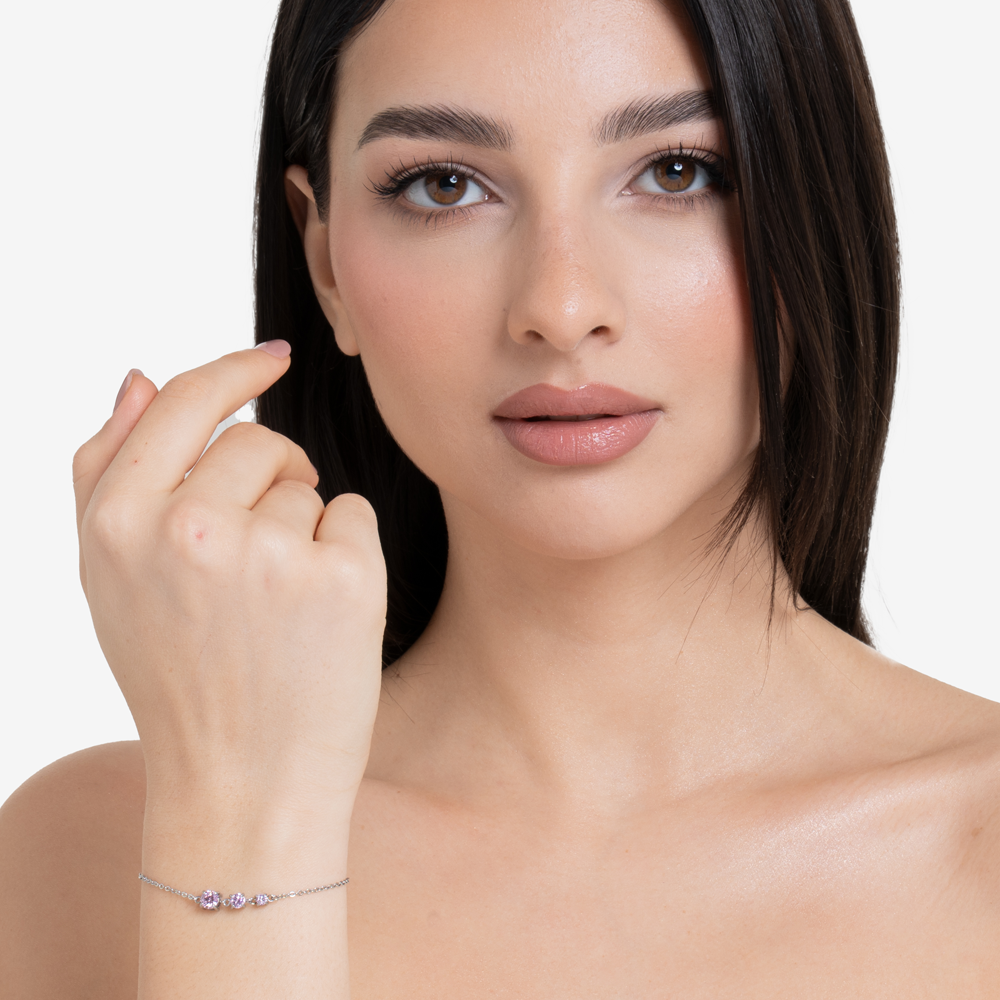 BRACCIALE DONNA IN ACCIAIO CON ZIRCONI ROSA