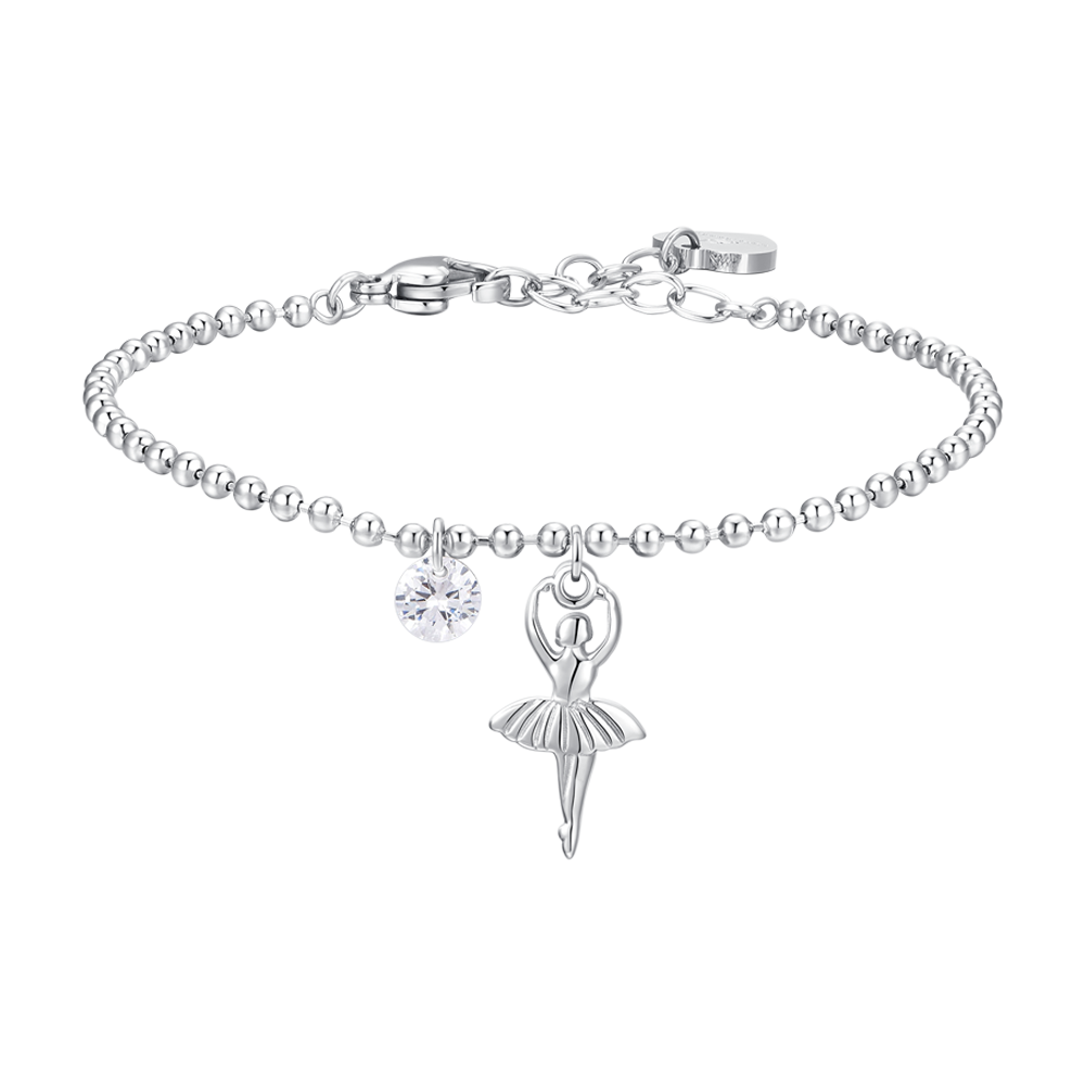BRACCIALE DONNA IN ACCIAIO CON BALLERINA E ZIRCONE BIANCO