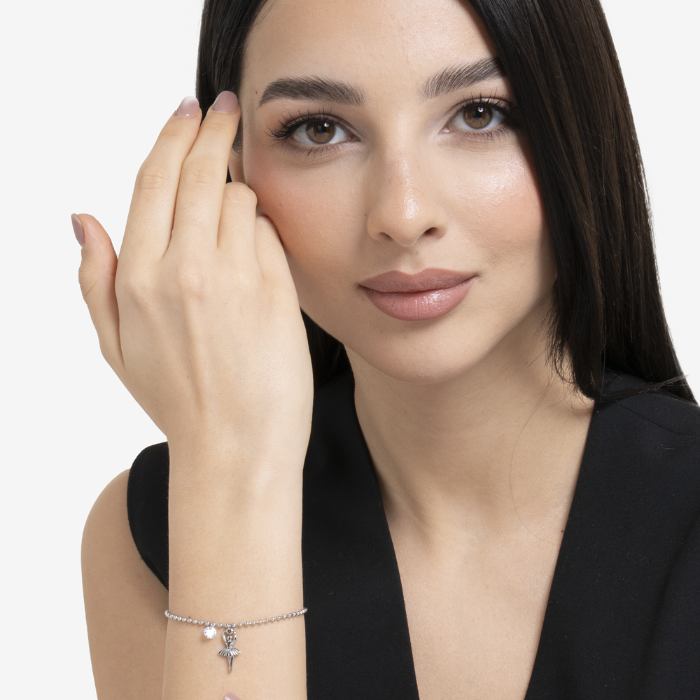 BRACCIALE DONNA IN ACCIAIO CON BALLERINA E ZIRCONE BIANCO