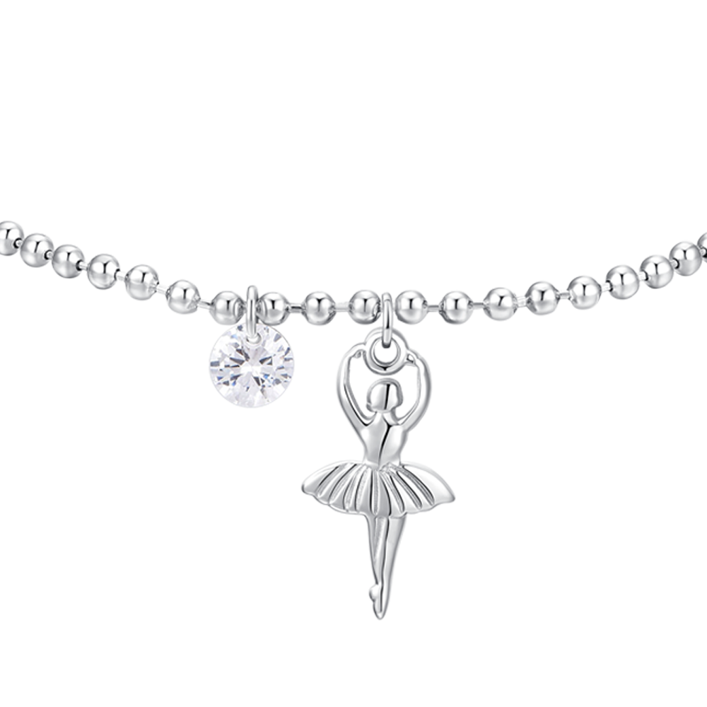 BRACCIALE DONNA IN ACCIAIO CON BALLERINA E ZIRCONE BIANCO