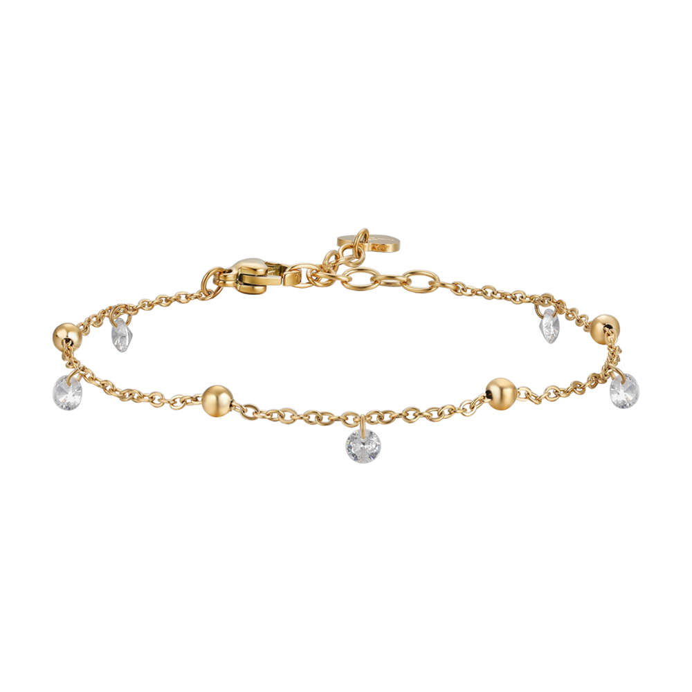 BRACCIALE DONNA IN ACCIAIO IP GOLD CON ZIRCONI BIANCHI