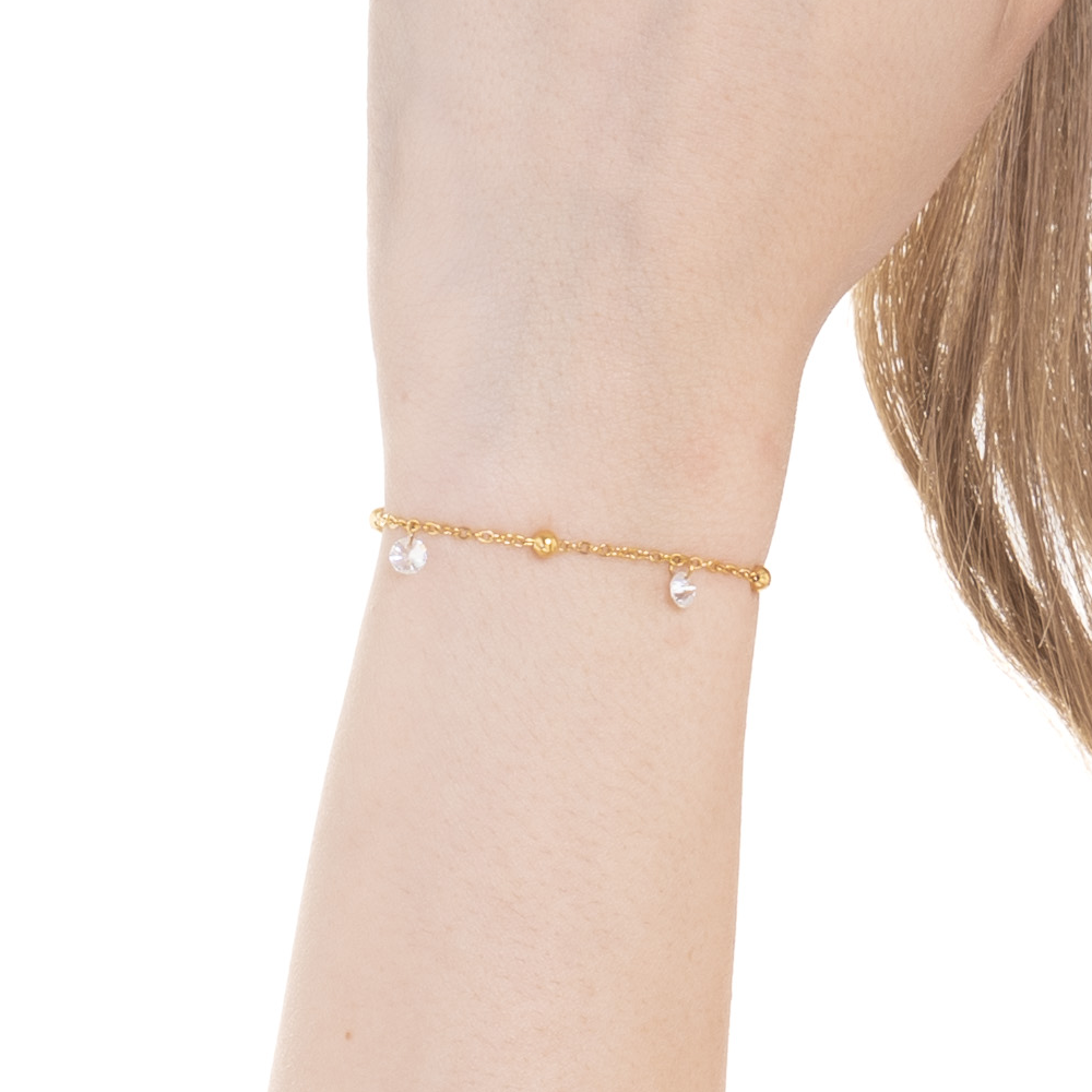 BRACCIALE DONNA IN ACCIAIO IP GOLD CON ZIRCONI BIANCHI