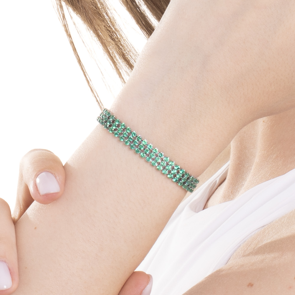BRACCIALE TENNIS DONNA IN ACCIAIO CON ZIRCONI VERDI