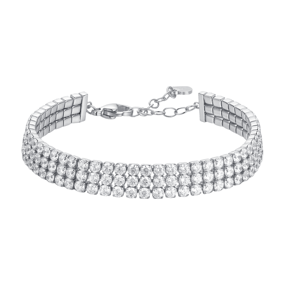 BRACCIALE TENNIS DONNA IN ACCIAIO CON ZIRCONI BIANCHI
