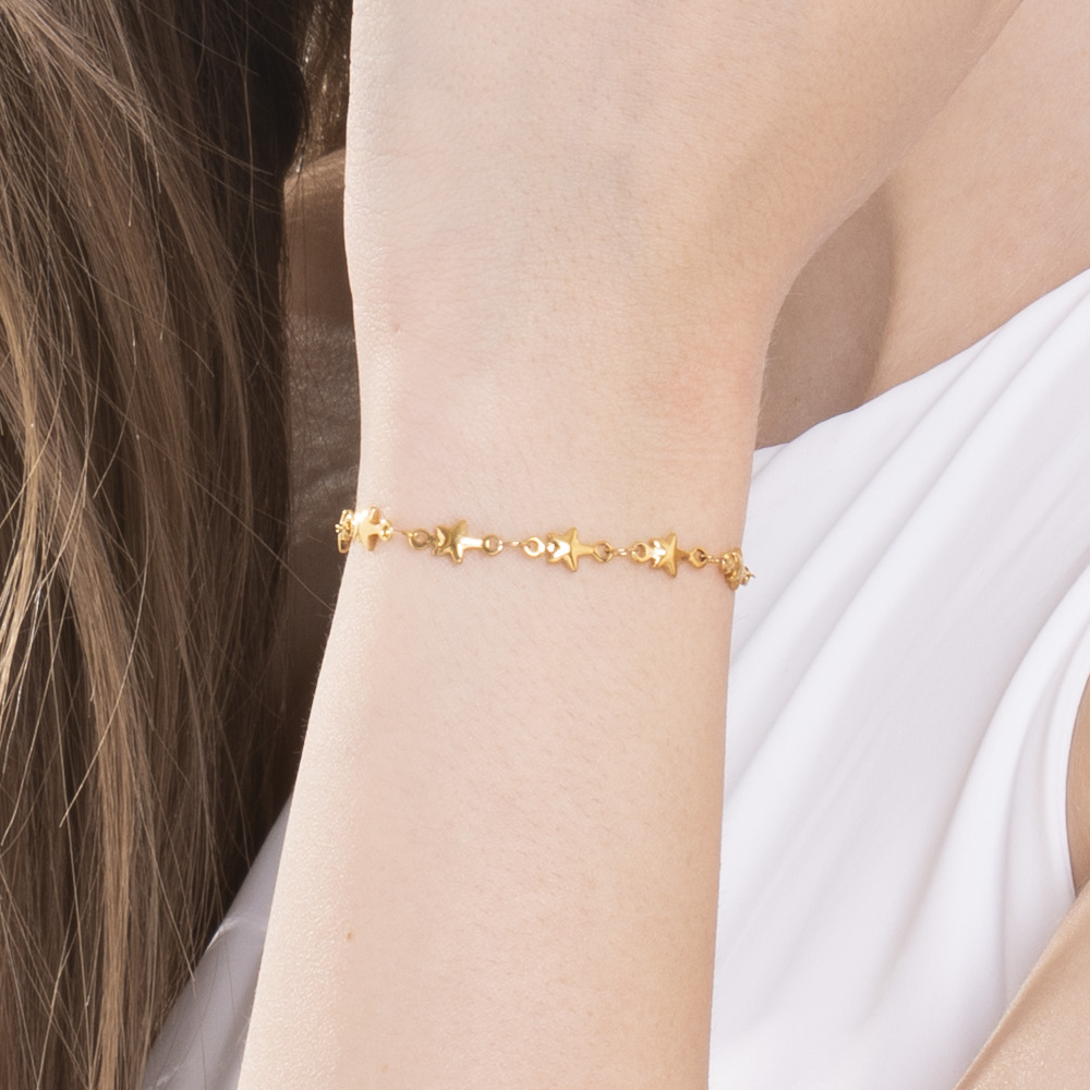 IP BRACELET FEMME EN ACIER DORÉ AVEC ÉTOILES