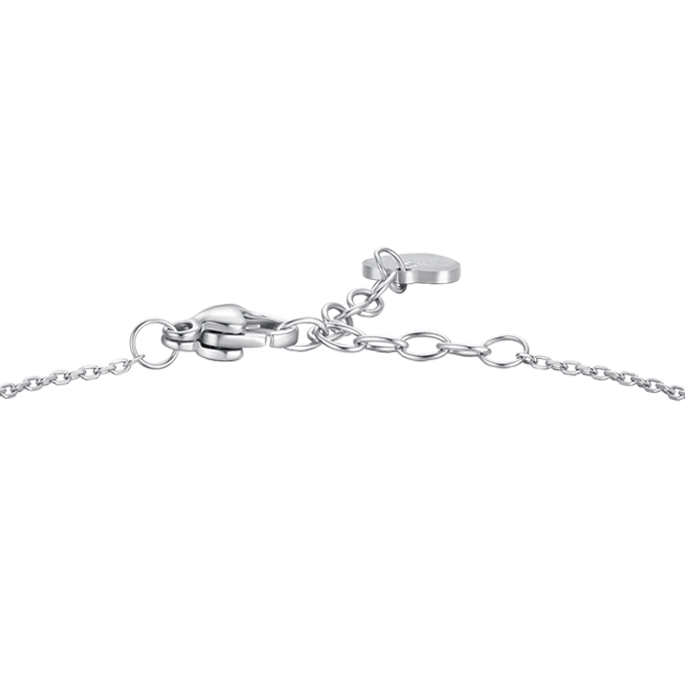 BRACCIALE DONNA IN ACCIAIO CON PENDENTE FIORE E PETALI ZIRCONE ROSA