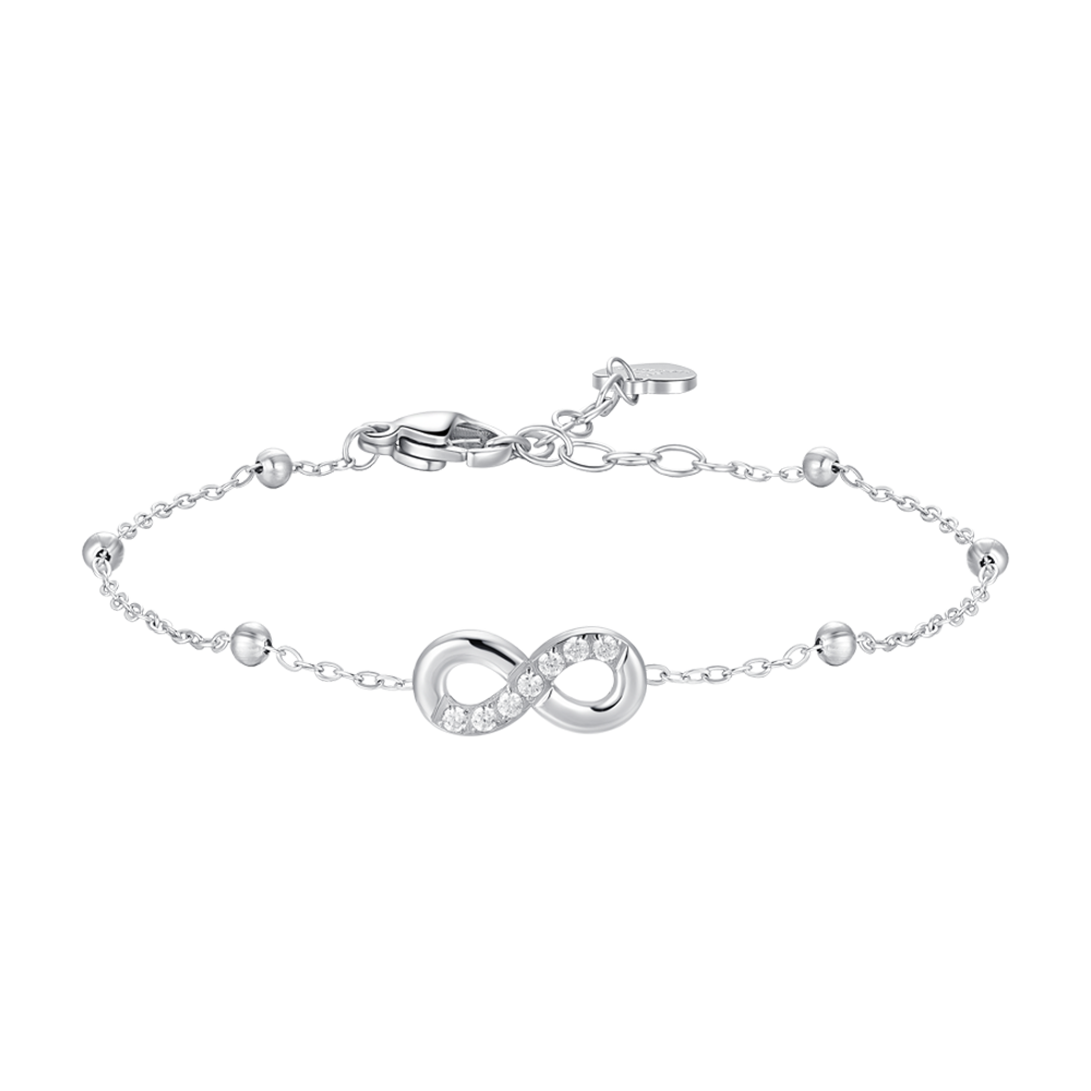 BRACCIALE DONNA IN ACCIAIO CON INFINITO E PUNTI LUCE DI ZIRCONE BIANCO