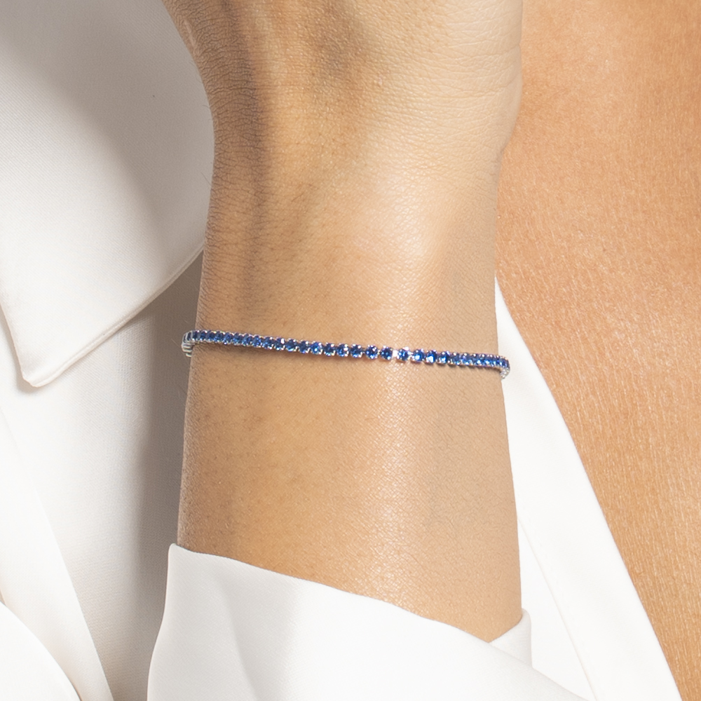 BRACCIALE TENNIS DONNA IN ACCIAIO CON ZIRCONI BLU