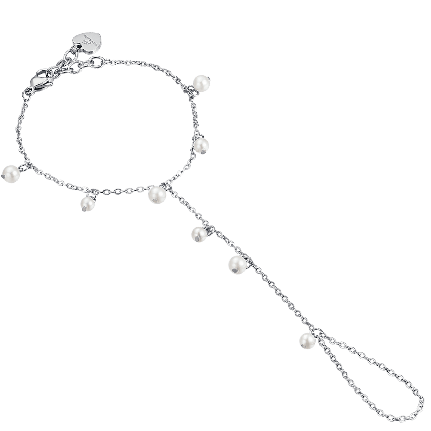 BRACELET BAISER EN ACIER POUR FEMME AVEC PERLES BLANCHES