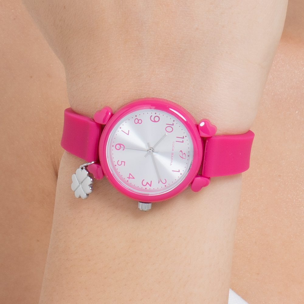 OROLOGIO DONNA FUCSIA CON CHARM QUADRIFOGLIO