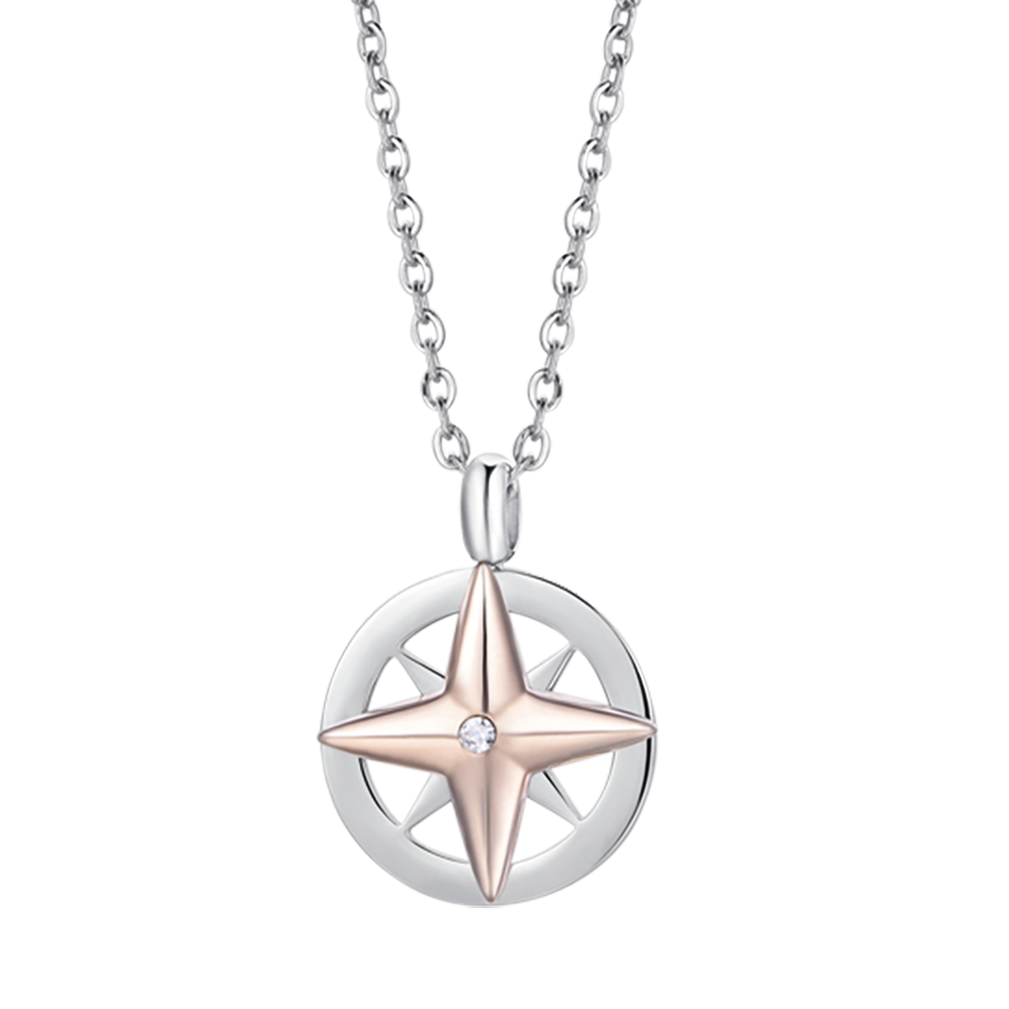 COLLIER HOMME EN ACIER AVEC IP ROSE WIND ROSE