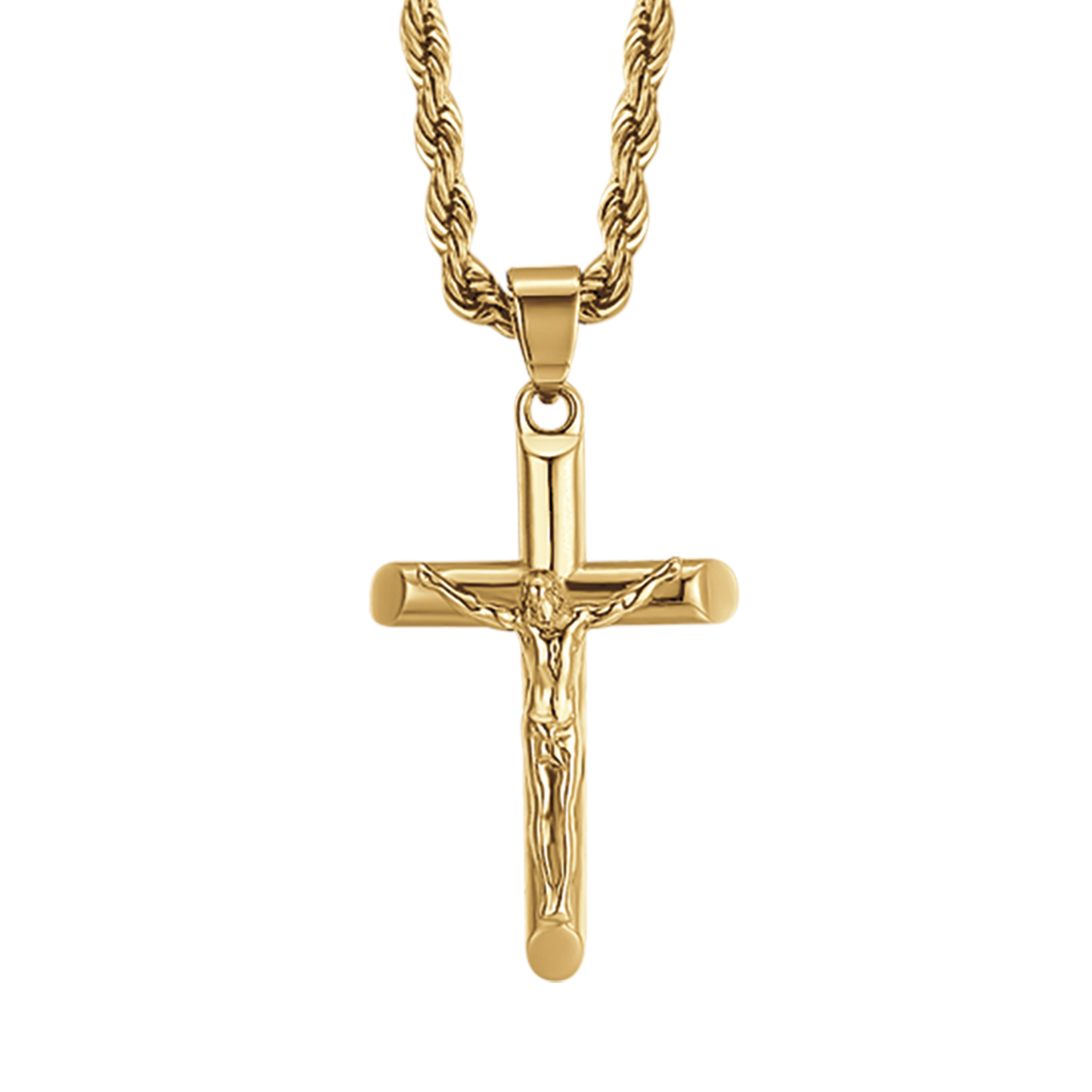 COLLIER HOMME EN ACIER AVEC CRUCIFIX