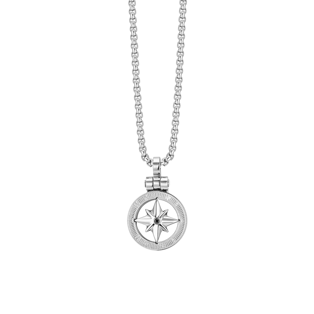 COLLIER POUR HOMME EN ACIER AVEC ROSE DES VENTS