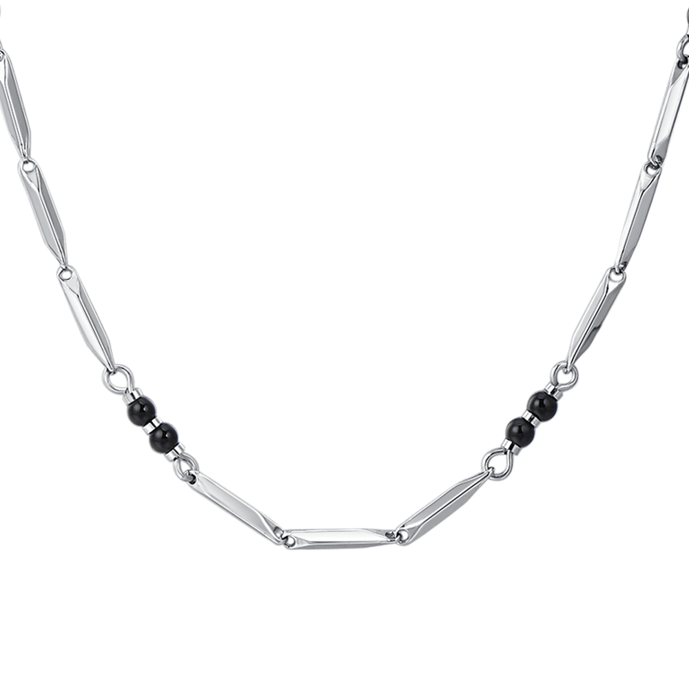 COLLANA UOMO IN ACCIAIO CON PIETRE AGATA