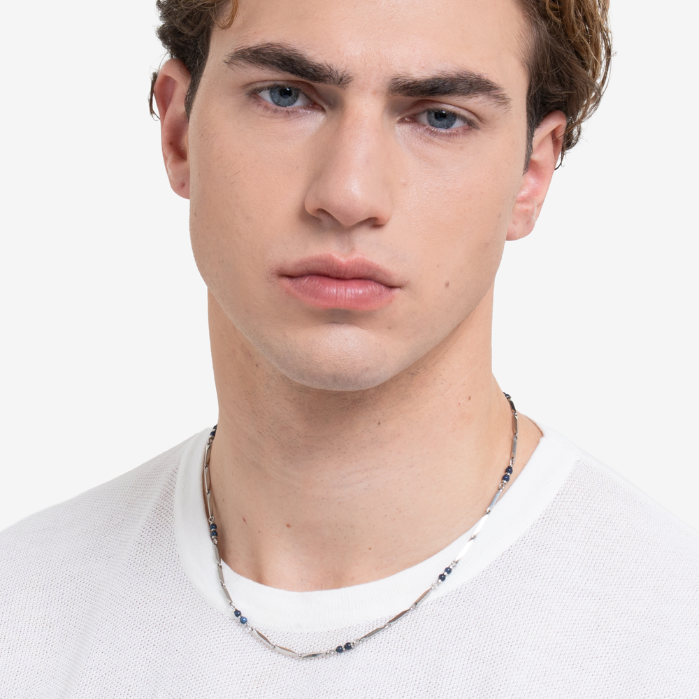 COLLANA UOMO IN ACCIAIO CON PIETRE LAPIS