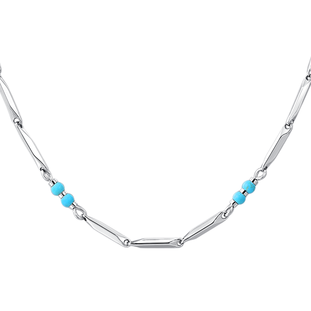 COLLANA UOMO IN ACCIAIO CON PIETRE TURCHESI