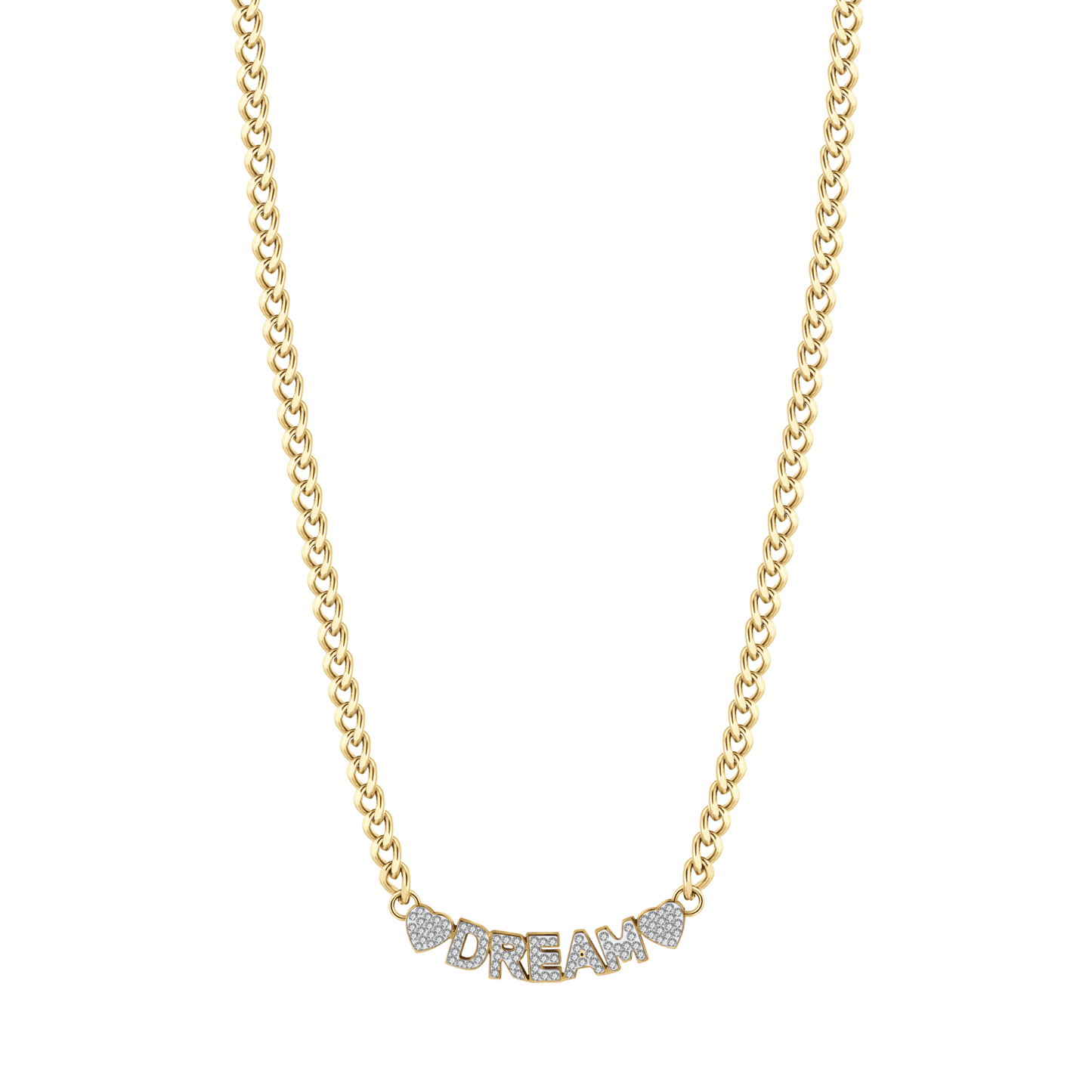 COLLIER DE RÊVE EN ACIER PLAQUÉ OR AVEC CRISTAUX BLANCS